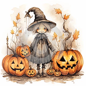 Halloween Pumpkin Hay Bales Illustration Background