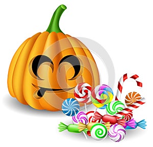 Halloween pumpkin head with candy set