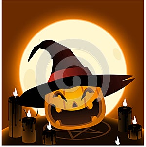 Halloween pumpkin head cartoon illustration