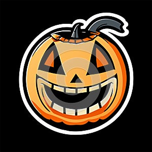Halloween pumpkin head  icon isolated on black background. Jack o lantern. Generative AI
