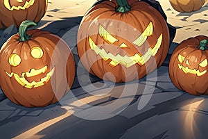 Halloween pumpkin head jack lantern background the spookiest day of the year illustration generative ai