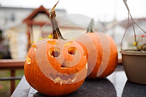 Halloween pumpkin head jack lantern. Carving