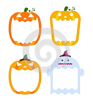Halloween pumpkin head jack o lantern illustration mouth open set