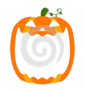 Halloween pumpkin head jack o lantern illustration mouth open / text space