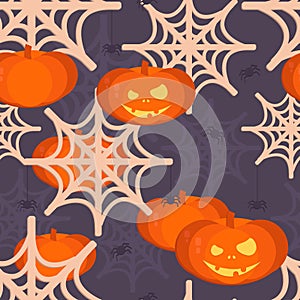 Halloween pumpkin head seamless pattern