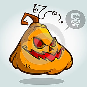 Halloween Pumpkin head on white. Scary Jack. Vector illustration