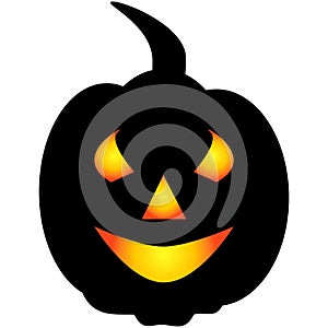 Halloween pumpkin icon. Autumn symbol. Halloween scary pumpkin with a smile, burning eyes