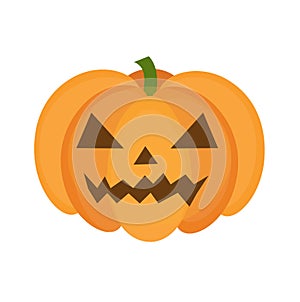 Halloween pumpkin icon flat style. Isolated on white background. Vector illustration.