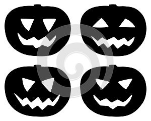 Halloween pumpkin icons set isolated on white