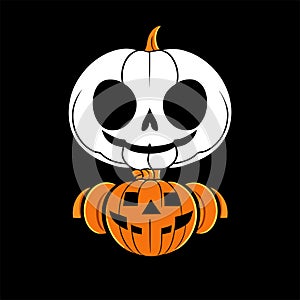 Halloween pumpkin  illustration. Jack O Lantern icon isolated on black background. Generative AI