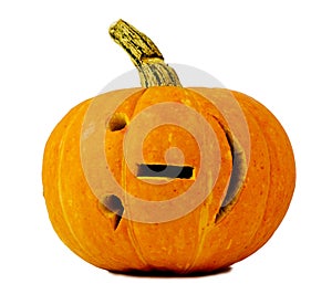Halloween pumpkin isolated on white background with internet smile