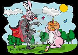 Halloween Pumpkin Jack and Easter Rabbit