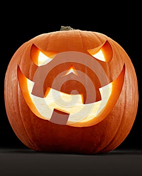 Halloween pumpkin, Jack O'Lantern on black