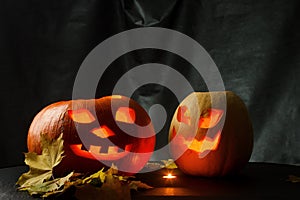 Halloween - Pumpkin jack-o-lantern on black background