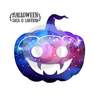 Halloween pumpkin jack o lantern silhouette with space background inside