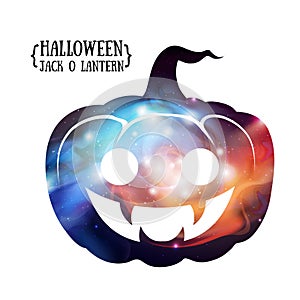 Halloween pumpkin jack o lantern silhouette with space background inside