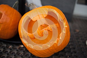 Halloween pumpkin jack o lanterns with funny faces