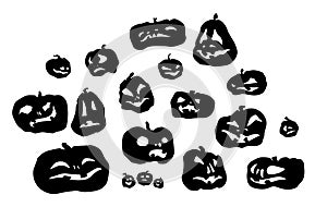 Halloween pumpkin jack olantern silhouettes