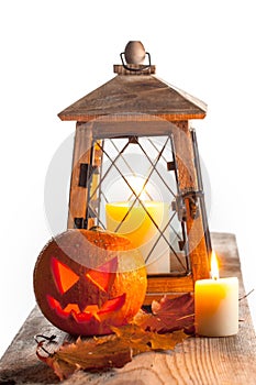 Halloween pumpkin and lantern