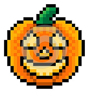 Halloween Pumpkin Lantern Pixel Art Game Icon photo