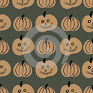 Halloween pumpkin lanterns seamless vector pattern