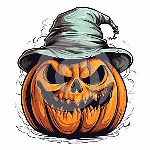 Halloween Pumpkin Moonlit Night Illustration Background