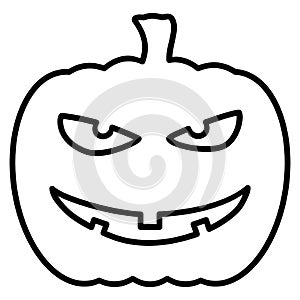 Halloween pumpkin outline icon. Symbol of happy halloween holiday. Squash vector illustration isolated on white background. Jack-o