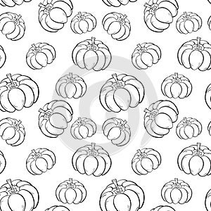 Halloween pumpkin pattern. Black and white seamless background