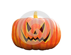 Halloween Pumpkin , Scary Jack O'Lantern, isolated on white with