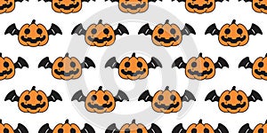 halloween pumpkin seamless pattern Jack O Lantern ghost spooky bat wing vector cartoon