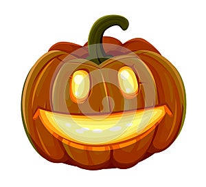 Halloween pumpkin is smiling. Isolated on white background