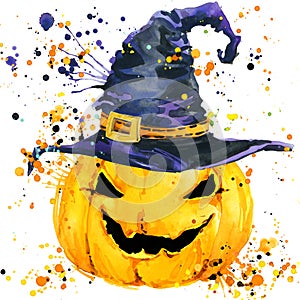 Halloween pumpkin. Watercolor illustration background for the holiday Halloween.