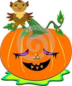 Halloween Pumpkin and Wise Owl