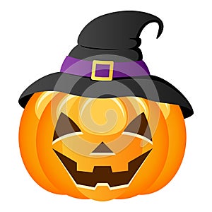 Halloween Pumpkin with Witch Hat photo