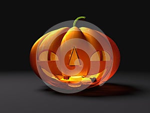 Halloween pumpkin on black background photo