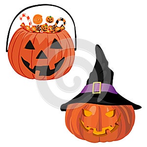 Halloween pumpkins. Autumn holidays. Vector illustration.