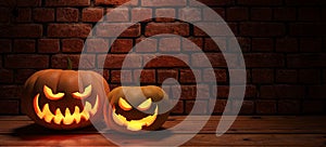 Halloween Pumpkins Background 3D Render