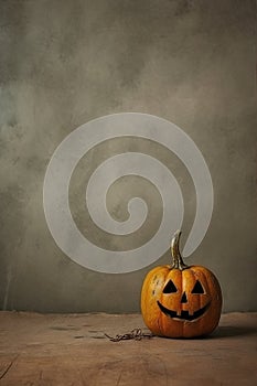 Halloween pumpkins, background with copy space. Generative AI