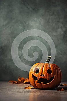 Halloween pumpkins, background with copy space. Generative AI