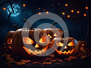 Halloween Pumpkins Background Design Horror Wallpaper Illustration Digital Art - ai generated