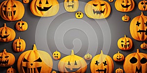 Halloween pumpkins background with empty space