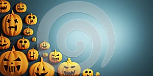 Halloween pumpkins background with empty space