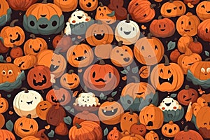 Halloween pumpkins background. Happy Halloween