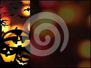 Halloween pumpkins background illustration with place for text