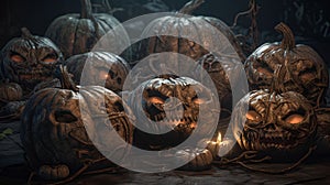 Halloween Pumpkins Background, Image Ai Generated