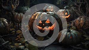 Halloween Pumpkins Background, Image Ai Generated