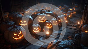 Halloween Pumpkins Background, Image Ai Generated