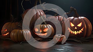 Halloween Pumpkins Background, Image Ai Generated