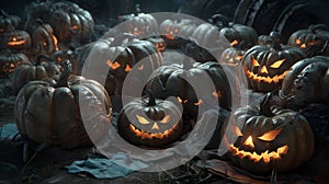 Halloween Pumpkins Background, Image Ai Generated