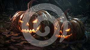 Halloween Pumpkins Background, Image Ai Generated